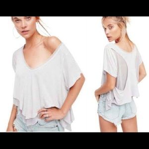free people grey swing low layered tee shirt